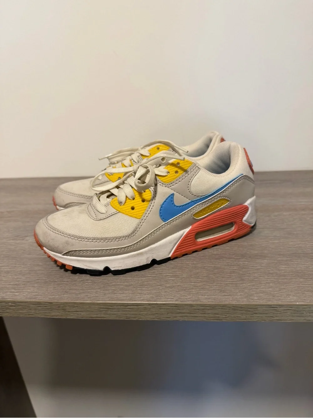 Nike Women’s Sneakers Beige with Blue, Yellow & Coral Accents